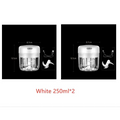White 250ml wireless mini baby electric chopper with glass container and white plastic blade for baby food supplement
