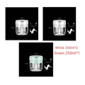 Wireless mini baby food supplement electric chopper in sleek white or mint green with stainless steel blades and transparent bowl