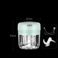 Wireless mini baby food supplement electric chopper in compact mint green clear plastic with white blade assembly