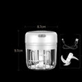 Wireless mini baby electric chopper with compact white usb power, clear glass container, and stainless steel blades for baby food supplement
