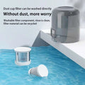 Gray translucent plastic dust cup filter with white base and mesh interior for wireless mite remover extended usage