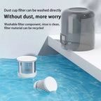Gray translucent plastic dust cup filter with white base and mesh interior for wireless mite remover extended usage