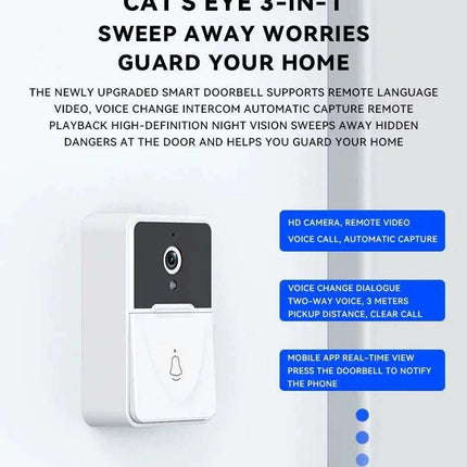 Wireless Security WiFi Smart Doorbell Intercom Video Camera Bell Chime Door Ring - Royalessencelux