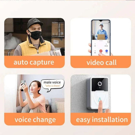 Wireless Security WiFi Smart Doorbell Intercom Video Camera Bell Chime Door Ring - Royalessencelux