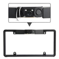Black wireless smartphone car rearview camera american frame license plate with dual-lens system and led lights
