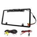 Black wireless smartphone car american frame camera license plate frame with integrated rear camera and led lights matte finish