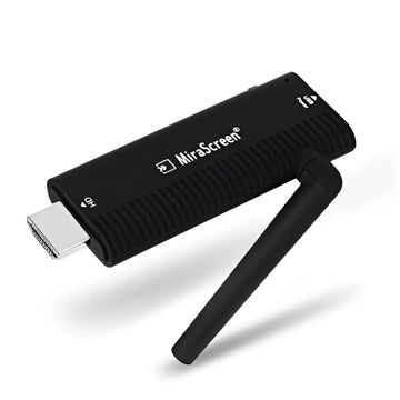 Black mirascreen wireless stick hdmi dongle with textured body and external antenna for android phone and ios phone wifi display receiver