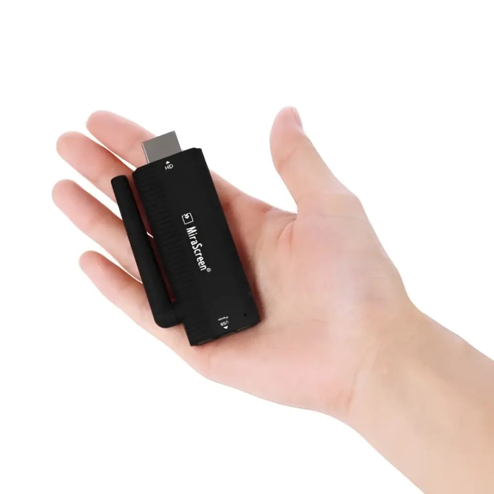 Black nirascreen hdmi stick dongle with matte finish and dual antennas wifi display receiver for android and ios phone