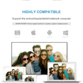 A sleek silver wireless stick hdmi dongle displaying a vibrant group photo on laptop screen for android and ios phone