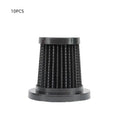 Black cylindrical air filter with ribbed pleated design and plastic end caps for wireless uv mite removal vacuum cleaner
