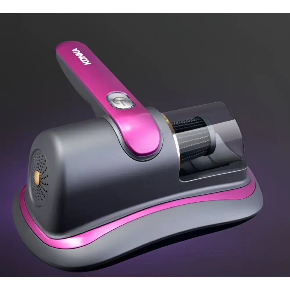 Pink and black konka wireless uv mite removal vacuum cleaner with sleek modern design and transparent dust collection