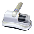 White and gold wireless uv mite removal vacuum cleaner with transparent dust collection chamber handheld fabric cleaner