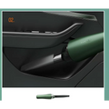 Wireless vacuum cleaner for car and household in matte green with transparent dust collection and led indicator lights