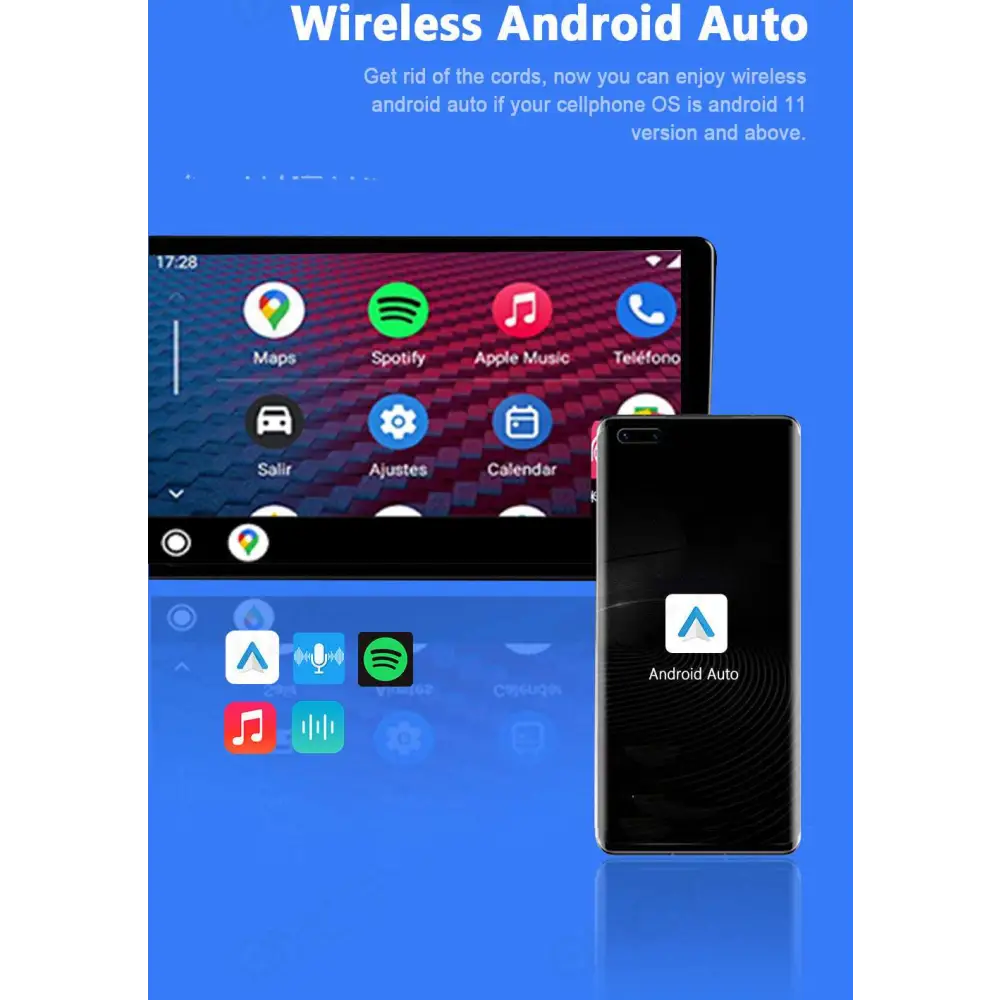 Black 2-in-1 wireless vehicle navigation android auto dongle with usb connector and green led indicator for carplay