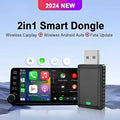 Black 2-in-1 wireless vehicle navigation android auto dongle with usb connector and green led indicator for carplay