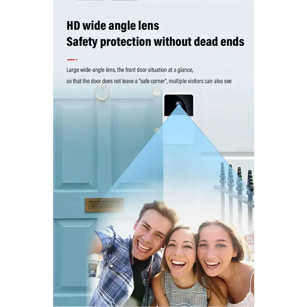 Black hd wide-angle wireless video doorbell with 9e9e9e chime speaker featuring advanced safety protection features