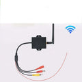 Black rectangular wireless wifi reversing camera av module with single antenna and red yellow white rca cables on back side