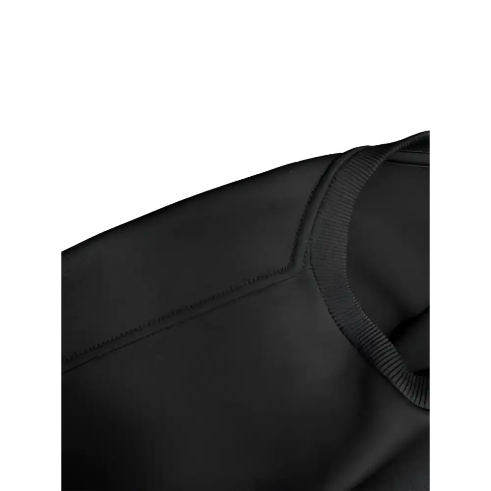 Black knit round neck pullover with ribbed neckline and shoulder seam featuring women cowboy boots print