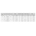 Size chart table showing measurements in centimeters and inches for women cowboy boots print round neck pullover sizes xs to l with UK and US equivalents