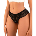 Women floral lace black low waist thong panties featuring intricate floral lace panties design with sheer mesh
