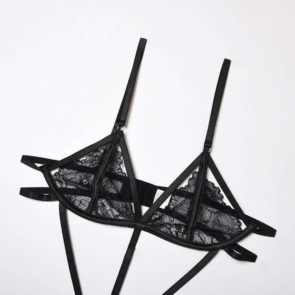 Women's Fashion Lace Off Waist Striped Cutout Bodysuit - Royalessencelux