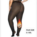 Black plus-size seamless hip lift leggings with thermal lining and royale essence lux stretch elastic fabric