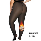 Black plus-size seamless hip lift leggings with thermal lining and royale essence lux stretch elastic fabric
