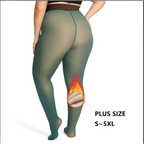 Women’s high stretch seamless hip lift olive green sheer tights with thermal lining and royale essence lux fabric