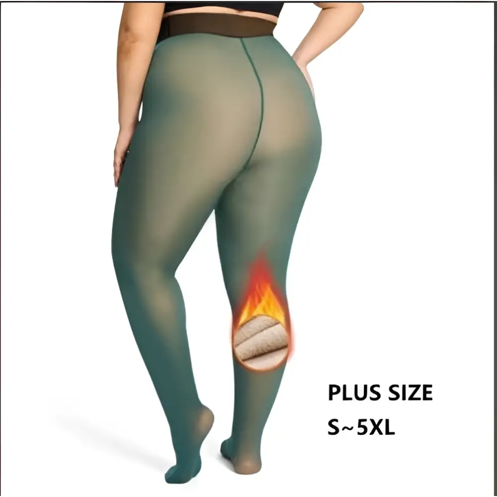 Women’s high stretch seamless hip lift olive green sheer tights with thermal lining and royale essence lux fabric