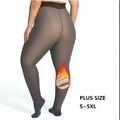 Plus-size black sheer seamless hip lift leggings with thermal lining for warmth in royale essence lux stretch elastic fabric