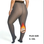 Plus-size black sheer seamless hip lift leggings with thermal lining for warmth in royale essence lux stretch elastic fabric