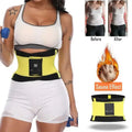Bright yellow and black slimming waist belt with a central control panel designed as a sports waist trainer for women