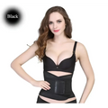 Black underwire bra with adjustable straps and central panel paired with orange and black slimming waist belt for waist trainer use