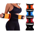Orange and black slimming waist belt waist trainer with adjustable straps and textured mesh design for sports slimming waist