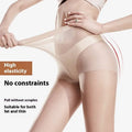 Beige high elasticity seamless panty with smooth stretchable fabric for comfort under women’s summer flesh color silk stockings