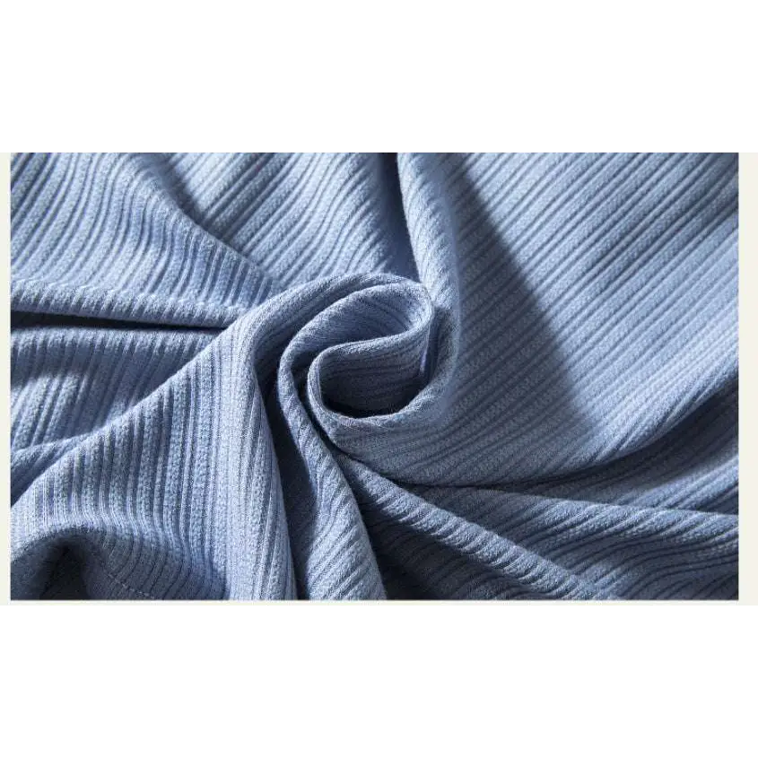 Light blue ribbed cotton women’s summerdale loose-fitting padded chest top with soft textured knit fabric surface