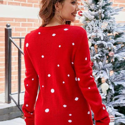 Women's Tops Santa Pullover Sweater Autumn And Winter Letter Embroidery Christmas Red Sweaters Long Sleeve Crew Neck Clothes - Royalessencelux