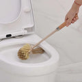 Wooden household handle cleaning toilet brush with natural bristles and metal ferrule for efficient cleaning