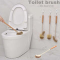 Wooden household handle toilet brush with natural bristles and curved head for efficient cleaning toilet brush use