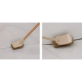 Beige cleaning toilet brush with plastic head natural bristles and wooden household handle for effective cleaning