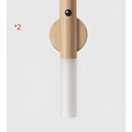 Minimalist wooden led desk lamp sconce with frosted glass matte white cylindrical shade and circular wood base
