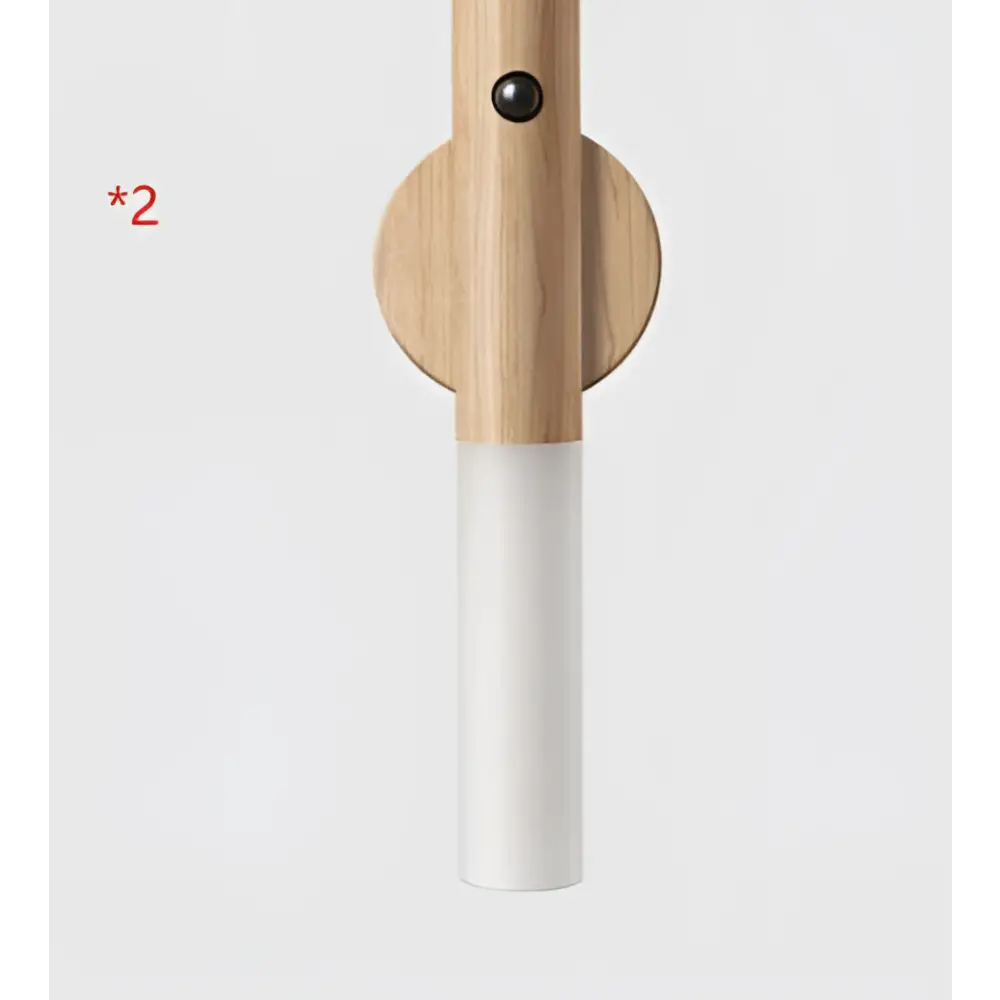 Minimalist wooden led desk lamp sconce with frosted glass matte white cylindrical shade and circular wood base