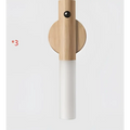Minimalist wooden led desk lamp sconce with frosted glass matte white cylindrical shade and black sensor lens