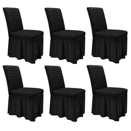 NICEEC High Stretch Chair Covers for Dining Chairs Covers Set of 6 Removable Dining Room Chair Covers with Skirt Spandex Parson Chair Slipcovers Protector for Kitchen Wedding Party Banquet(Black) - Royalessencelux