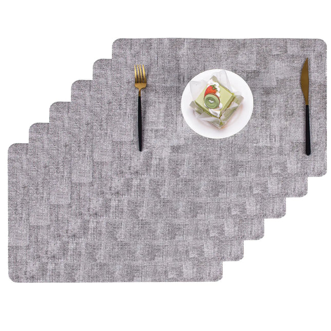 Xmkuwa Place Mats Set of 6 Faux Leather Placemats Waterproof Oilproof Stain Resistant Heat Resistant Washable Wipeable Reversible Table Mat for Kitchen Dining Table and Decor (Light Gray 6pcs) - Royalessencelux