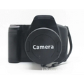 Black xj05 digital video camera body with lens cap featuring camera lettering and 4x zoom lens attachment