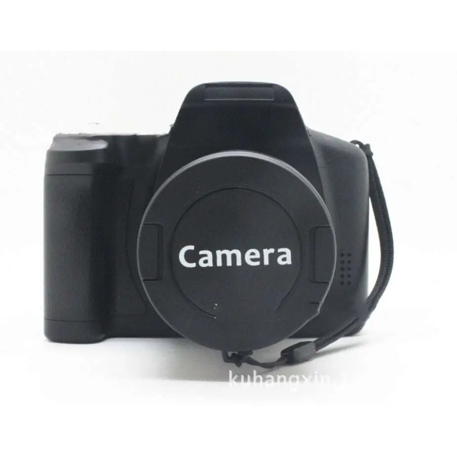 Black xj05 digital video camera body with lens cap featuring camera lettering and 4x zoom lens attachment