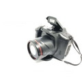 Black xj05 digital video camera with 4x zoom lens red accent ring and built-in flash for high-quality recording