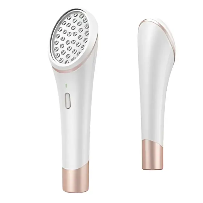 Xpreen wireless blue handheld led facial device in white and rose gold with circular light array for blue light acne therapy