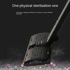 Black plastic sterilization wand with textured segmented head for physical disinfection in yellow and black car cover color
